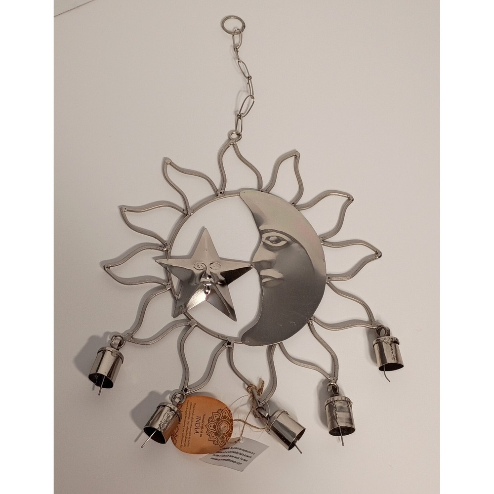 Wind Chime, Silver Sun-Moon-Star, The Trilogy, Bohemian Celestial Decor